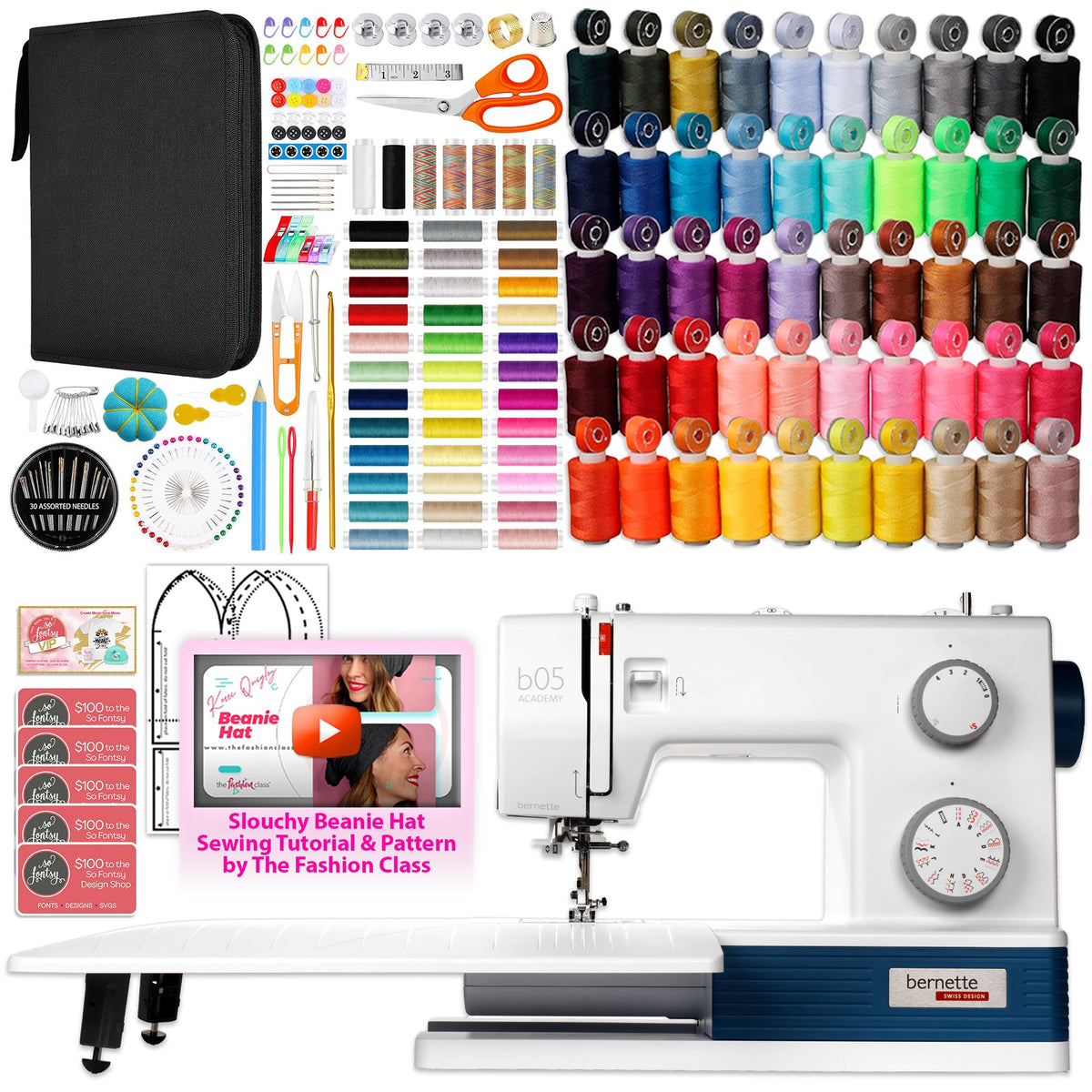 Bernette B05 Academy Sewing Machine with Thread &amp; 200+ Accessories Brother Sewing Bundle Bernette 