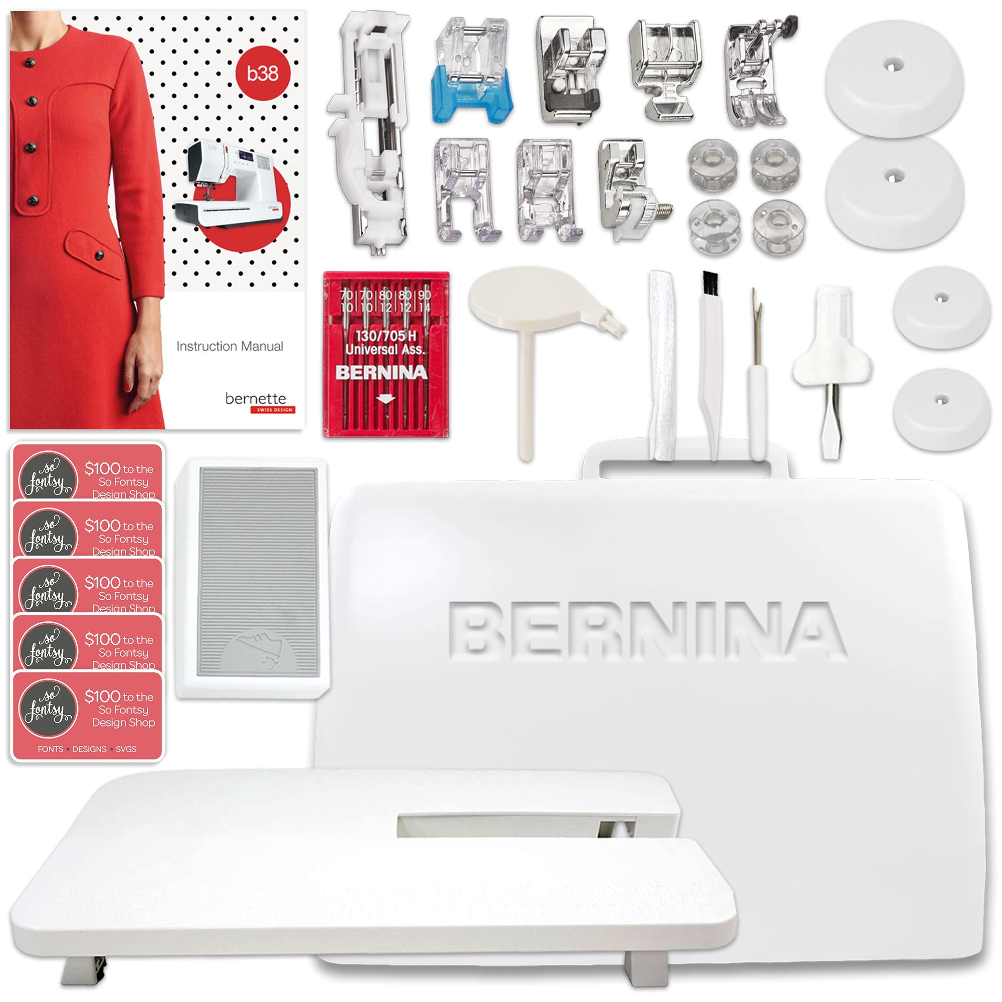 Bernette B38 Top End Sewing Machine Bundle with Deluxe 100pc Thread Kit Brother Sewing Bundle Bernette 