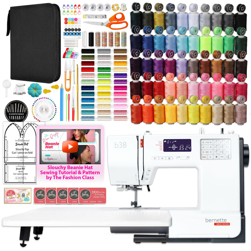 Bernette B38 Top End Sewing Machine with Sewing Thread & 200+ Accessories Brother Sewing Bundle Bernette 