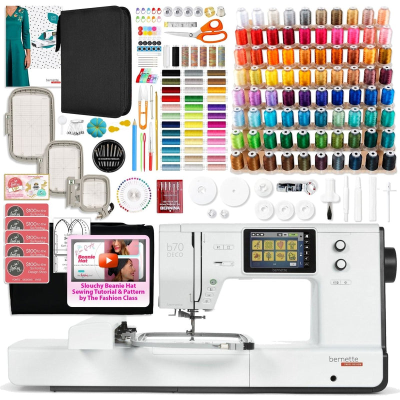 Bernette B70 10" x 6" Embroidery Machine with 123 Spools & 200+ Accessories - Swing Design1