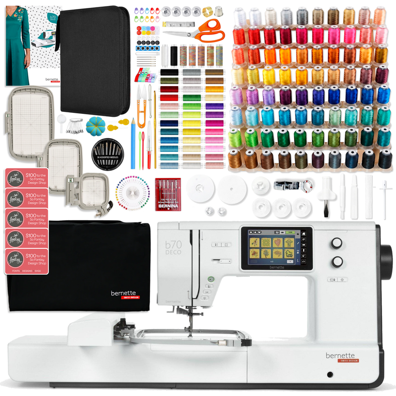 Bernette B70 10" x 6" Embroidery Machine with 123 Spools & 200+ Accessories Swing Design 1