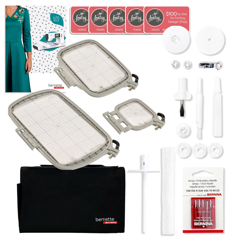 Bernette B70 10" x 6" Embroidery Machine with 160 Embroidery Thread Spools Brother Sewing Bundle Bernette 