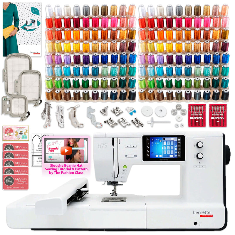 Bernette B79 Combo Sewing & Embroidery Machine with 160 Embroidery Spools Brother Sewing Bundle Bernette 