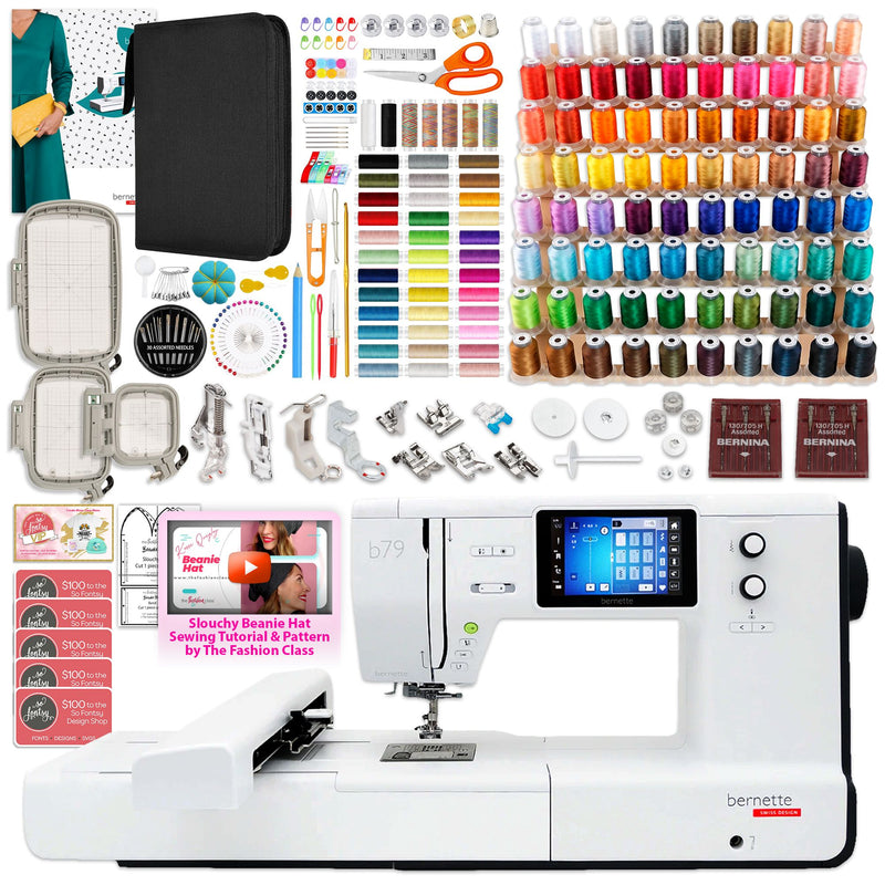 Bernette B79 Sewing & Embroidery Machine with 123 Spools & 200+ Accessories Brother Sewing Bundle Bernette 