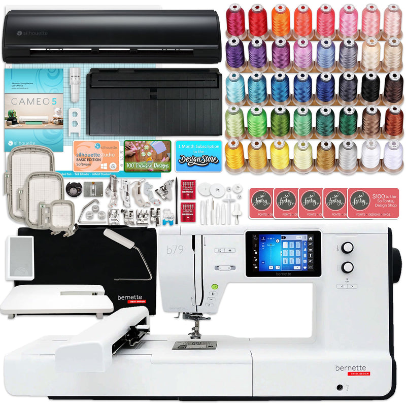 Bernette B79 Sewing & Embroidery Machine with Silhouette Cameo 5 Bundle Brother Sewing Bundle Bernette 