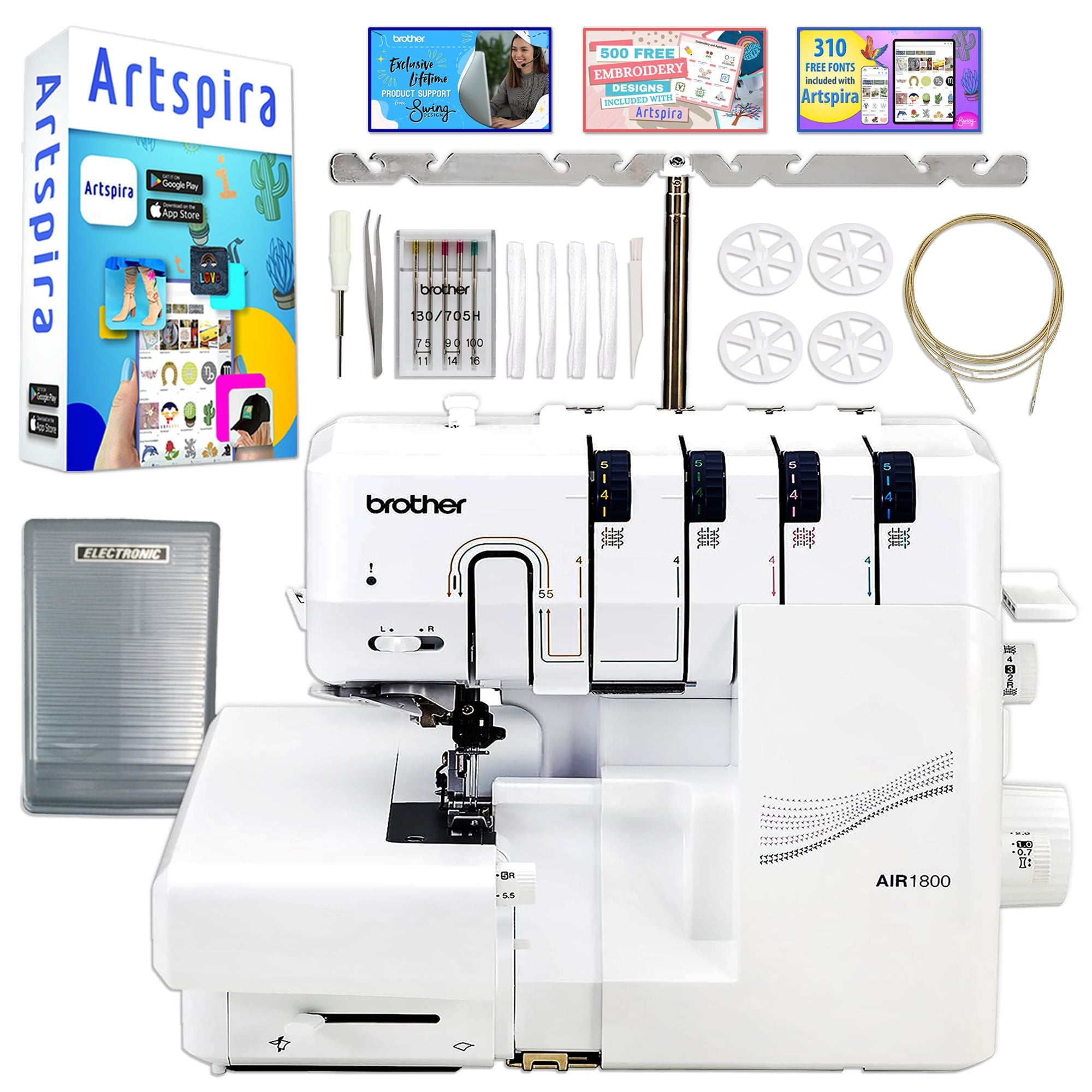 Brother Air1800 Air Serger with Jet-Air Threading with Accessories Brother Air1800 Serger Machine Brother 