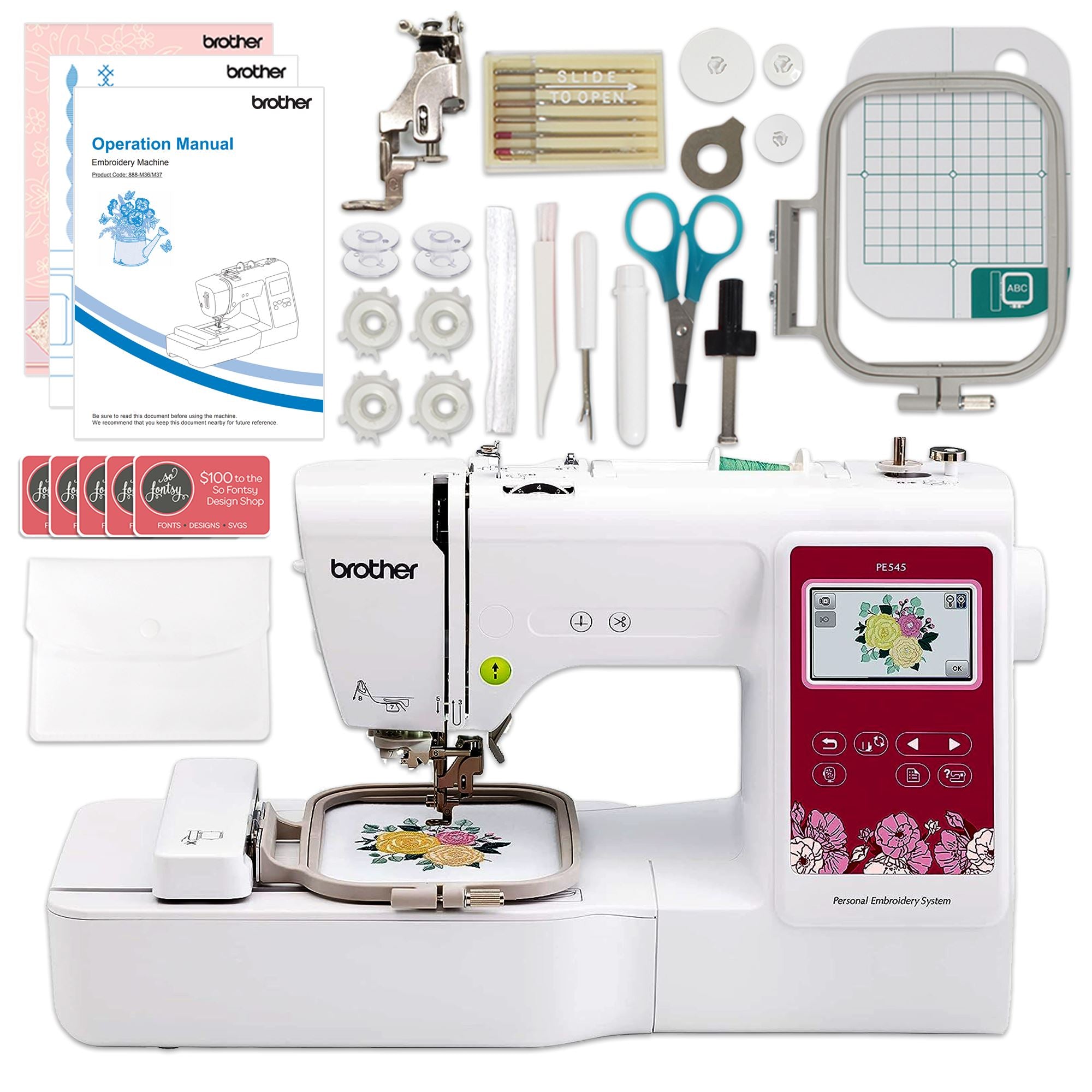 Brother PE545 Embroidery Machine w/ $1,470 Thread & Digitizing Bundle Brother Sewing Bundle Brother 