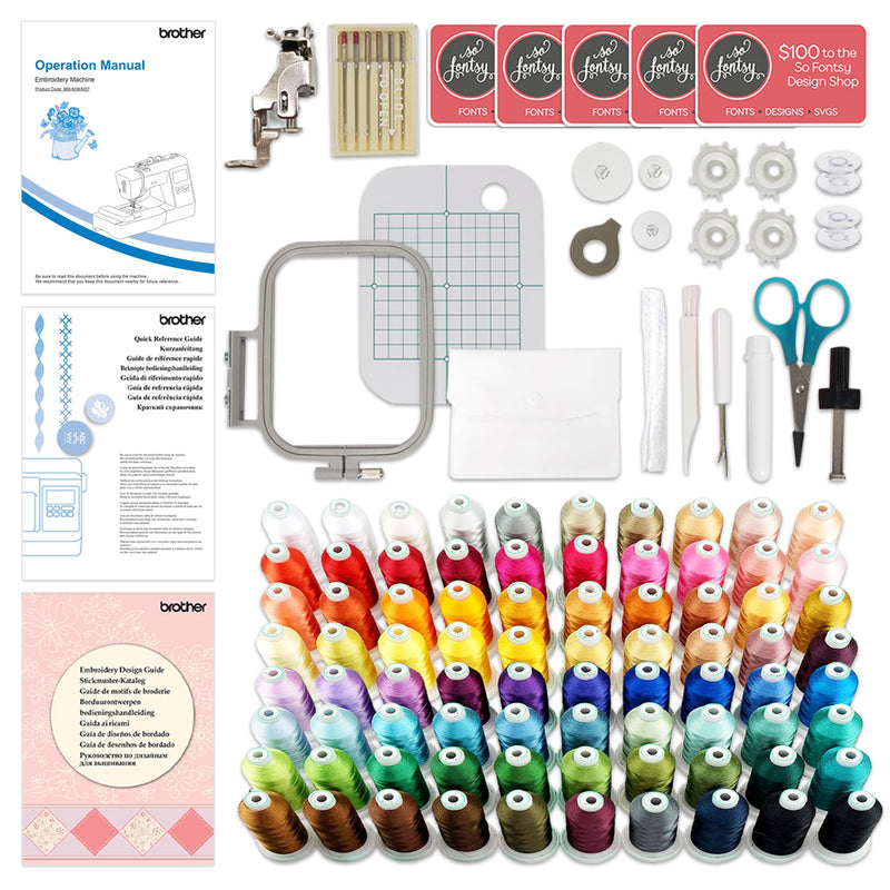 Brother PE545 Embroidery Machine with Deluxe 80 Embroidery Spool Bundle Brother Sewing Bundle Brother 