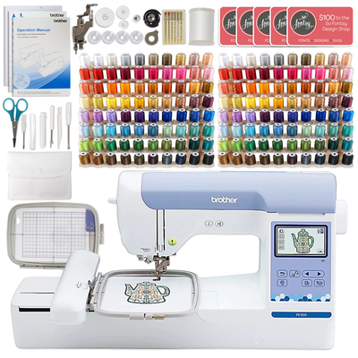 Brother PE900 5" x 7" Embroidery Machine with 160 Embroidery Spools Bundle - Swing Design - 1