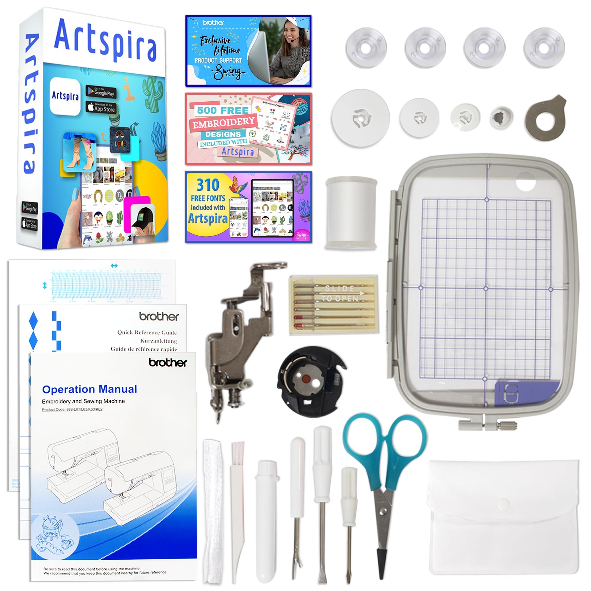 Brother PE900 5" x 7" Embroidery Machine with 5" x 7" Hoop & Accessories Brother Sewing Bundle Brother 