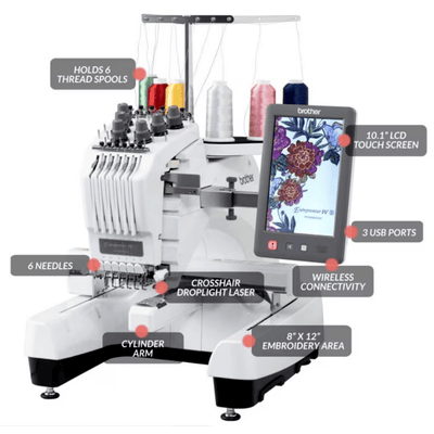 Brother PR680W 6-Needle Embroidery Machine with 40+ Accessories Swing Design 10