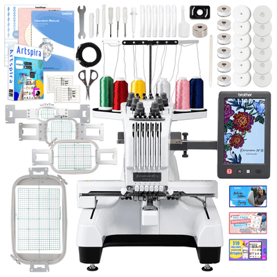 Brother PR680W 6-Needle Embroidery Machine with Hat Hoops Set Swing Design 2