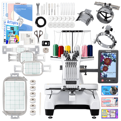 Brother PR680W 6-Needle Embroidery Machine with Hat Hoops Set Swing Design 1