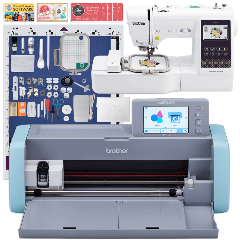 Brother ScanNCut SDX125e Cutting Machine with SE700 Sewing & Embroidery Machine Swing Design 1