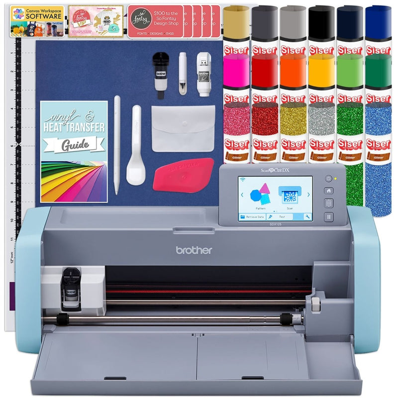 Brother ScanNCut SDX125e Wireless Machine with 8-in-1 Heat Press Bundle - Swing Design3