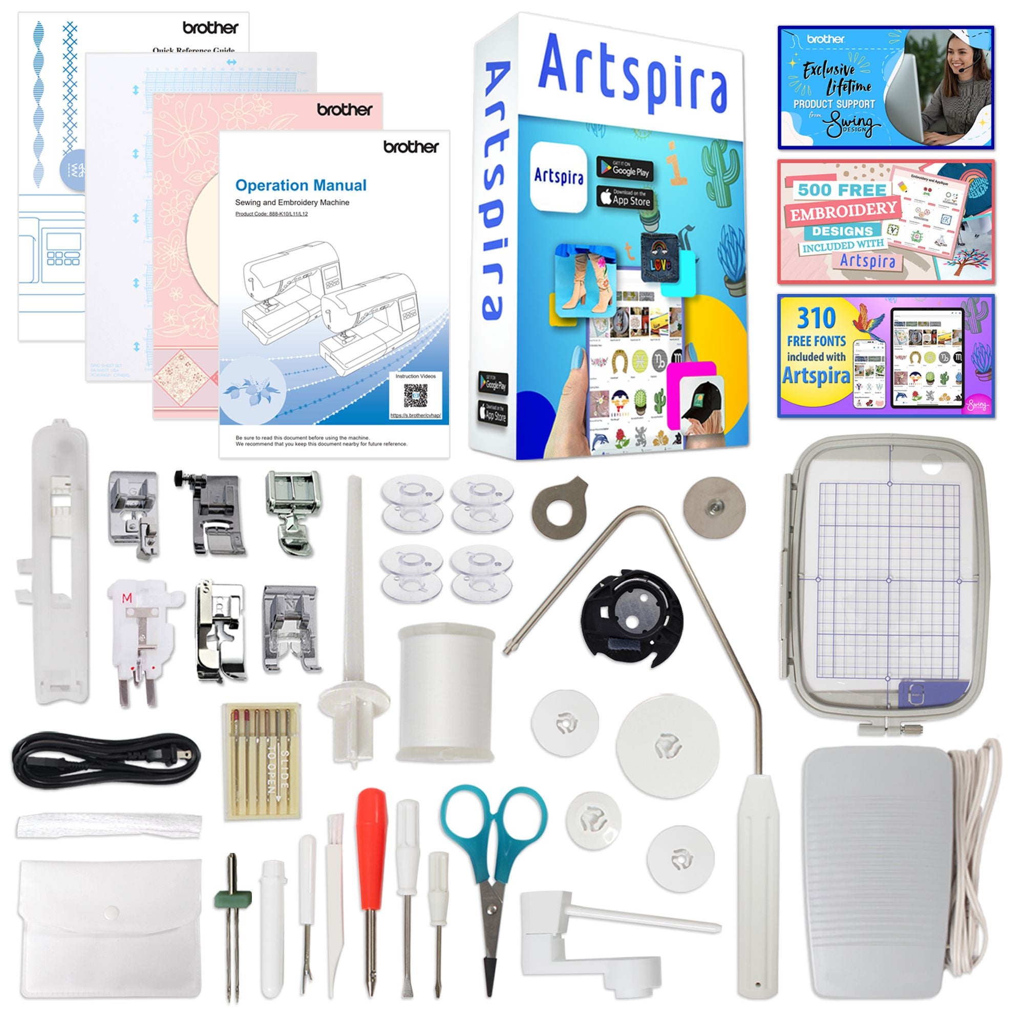 Brother SE2000 Embroidery & Sewing Machine w/ 5" x 7" Hoop & 40+ Accessories Brother SE2000 Embroidery Machines Brother 