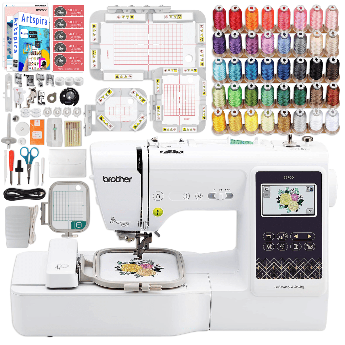 Brother SE700 Combo Embroidery &amp; Sewing Machine with Magnetic Hoop Kit Swing Design 1