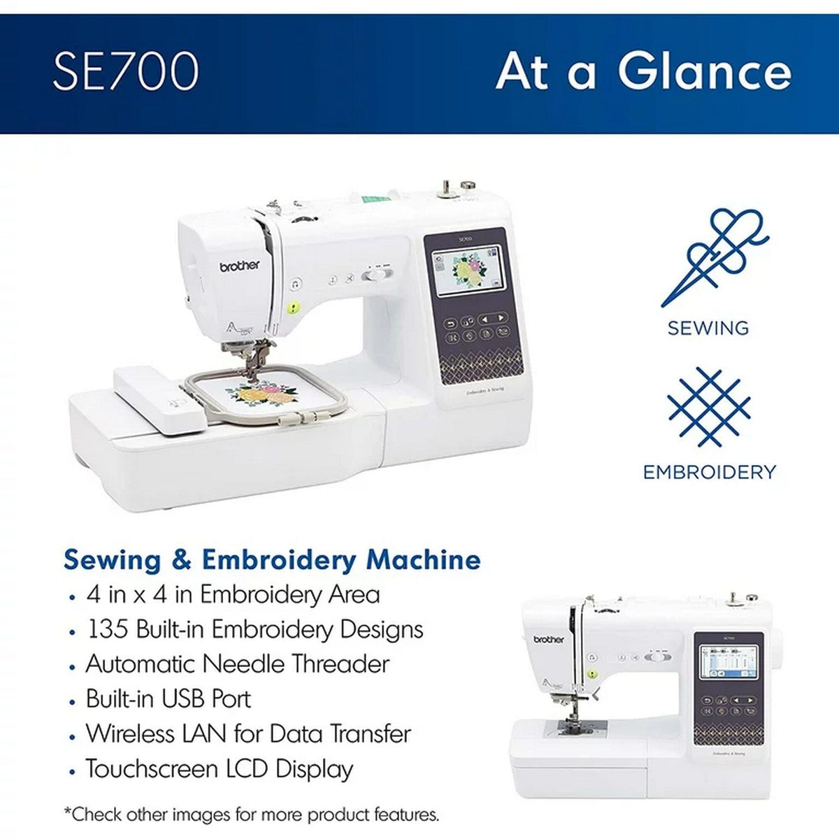 Brother SE700 Embroidery &amp; Sewing Machine w/ 130 Spools &amp; Accessories Brother Sewing Bundle Brother 