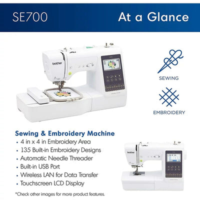 Brother SE700 Embroidery & Sewing Machine w/ 130 Spools & Accessories Brother Sewing Bundle Brother 