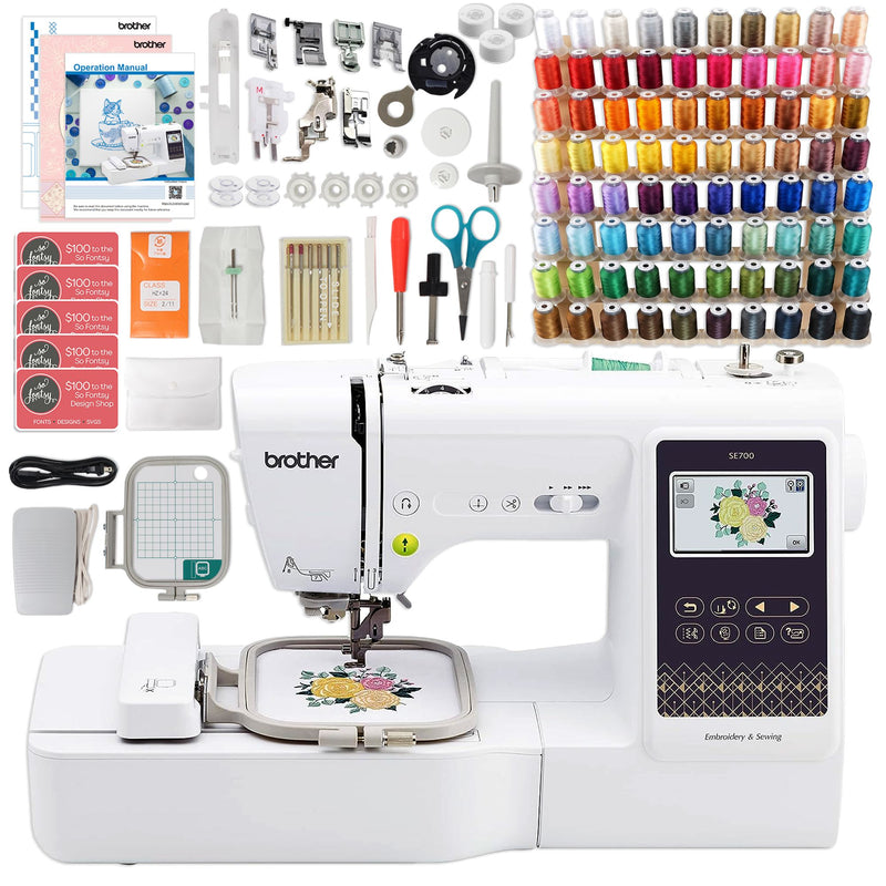 Brother SE700 Embroidery & Sewing Machine w/ 80 Embroidery Spools & Accessories Brother SE700 Embroidery Machine Brother 
