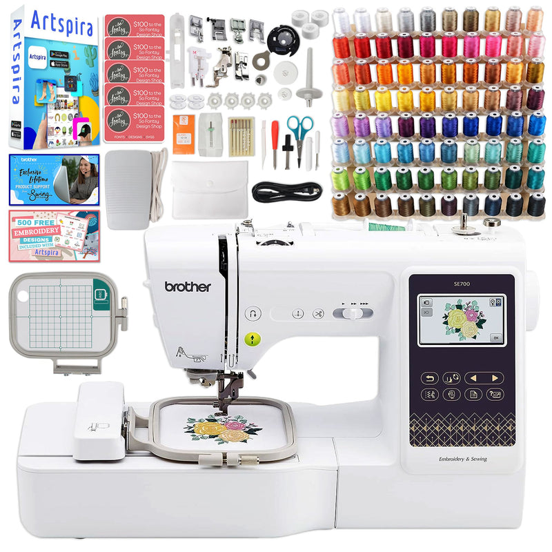 Brother SE700 Embroidery & Sewing Machine w/ 80 Embroidery Spools & Accessories Brother SE700 Embroidery Machine Brother 