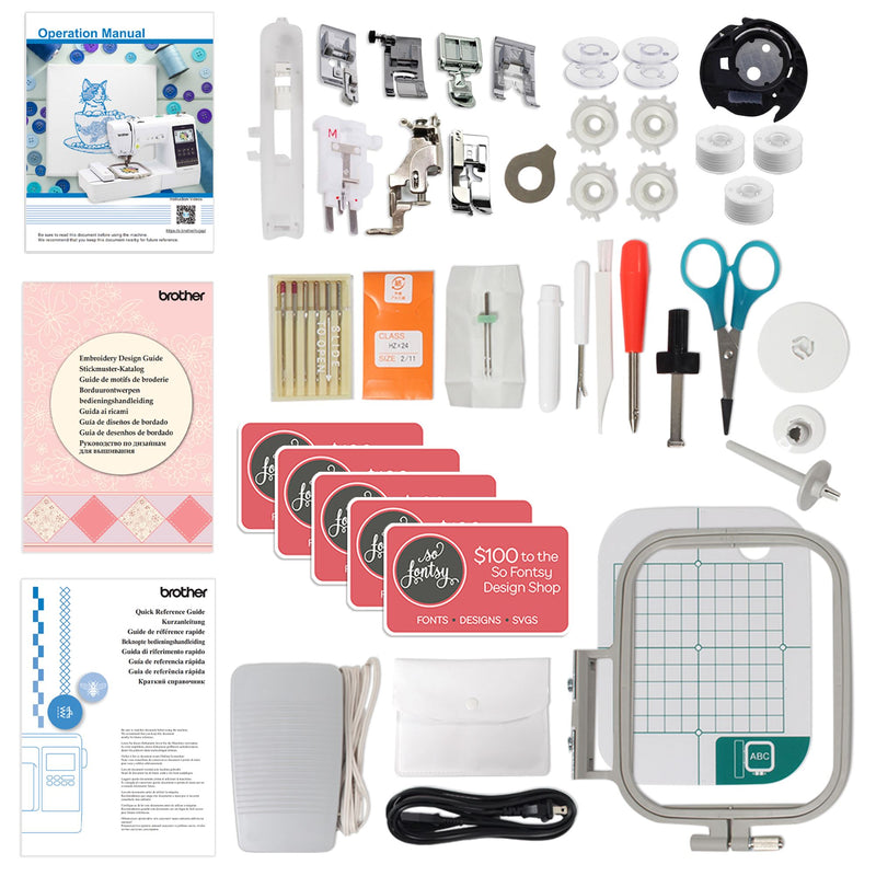 Brother SE700 Embroidery & Sewing Machine w/ 80 Embroidery Spools & Accessories Brother Sewing Bundle Brother 