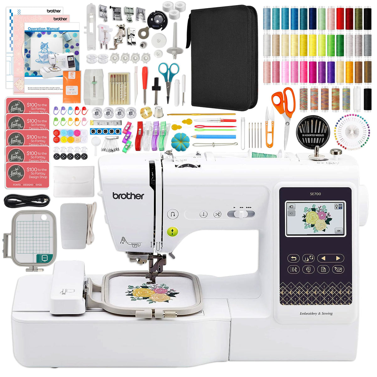 Brother SE700 Embroidery &amp; Sewing Machine w/ Thread &amp; 200+ Accessories Brother Sewing Bundle Brother 