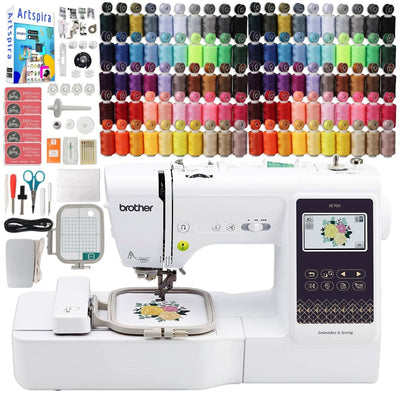Brother SE700 Embroidery &amp; Sewing Machine with 100 Sewing Spools, 100 Color Matching Bobbins, Accessories Kit &amp; Artspira Design App - Swing Design1