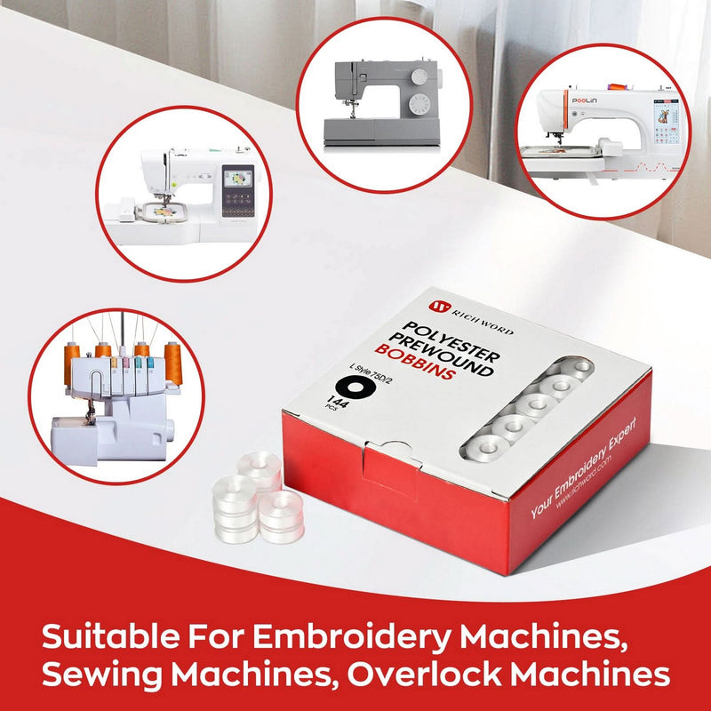 Brother & Singer Type A Prewound White Embroidery Bobbins - 144pc Sewing Accessories Brother 