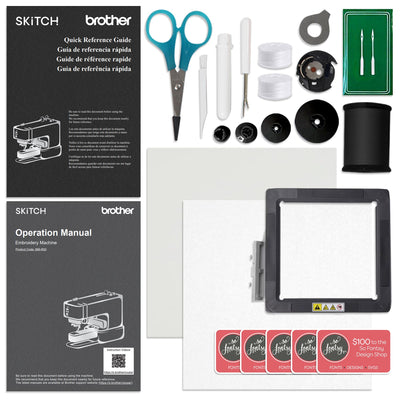 Brother Skitch PP1 4" x 4" Embroidery Machine with 80 Spools Thread Bundles Brother Sewing Bundle Brother 