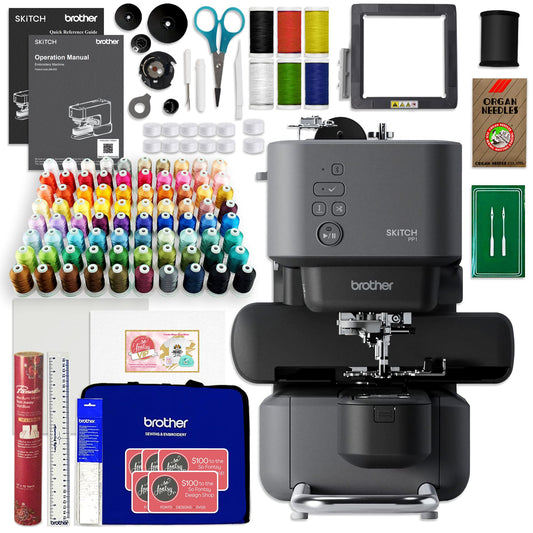 Brother Skitch PP1 4" x 4" Embroidery Machine with Deluxe Thread Bundle Brother Sewing Bundle Brother 