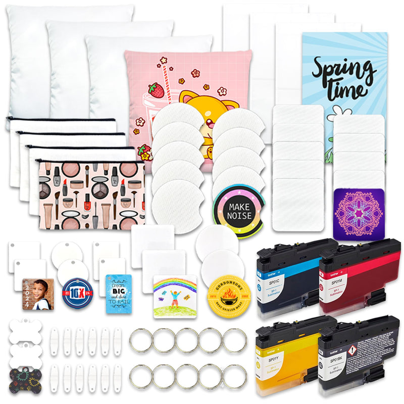 Brother SP-1 Sublimation Ink Refill Cartridge CMYK Set with 50pc Blank Pack Sublimation Brother 