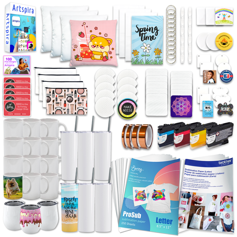 Brother SP-1 Sublimation Printer with 7-in-1 White Tumbler Heat Press Bundle Swing Design 5