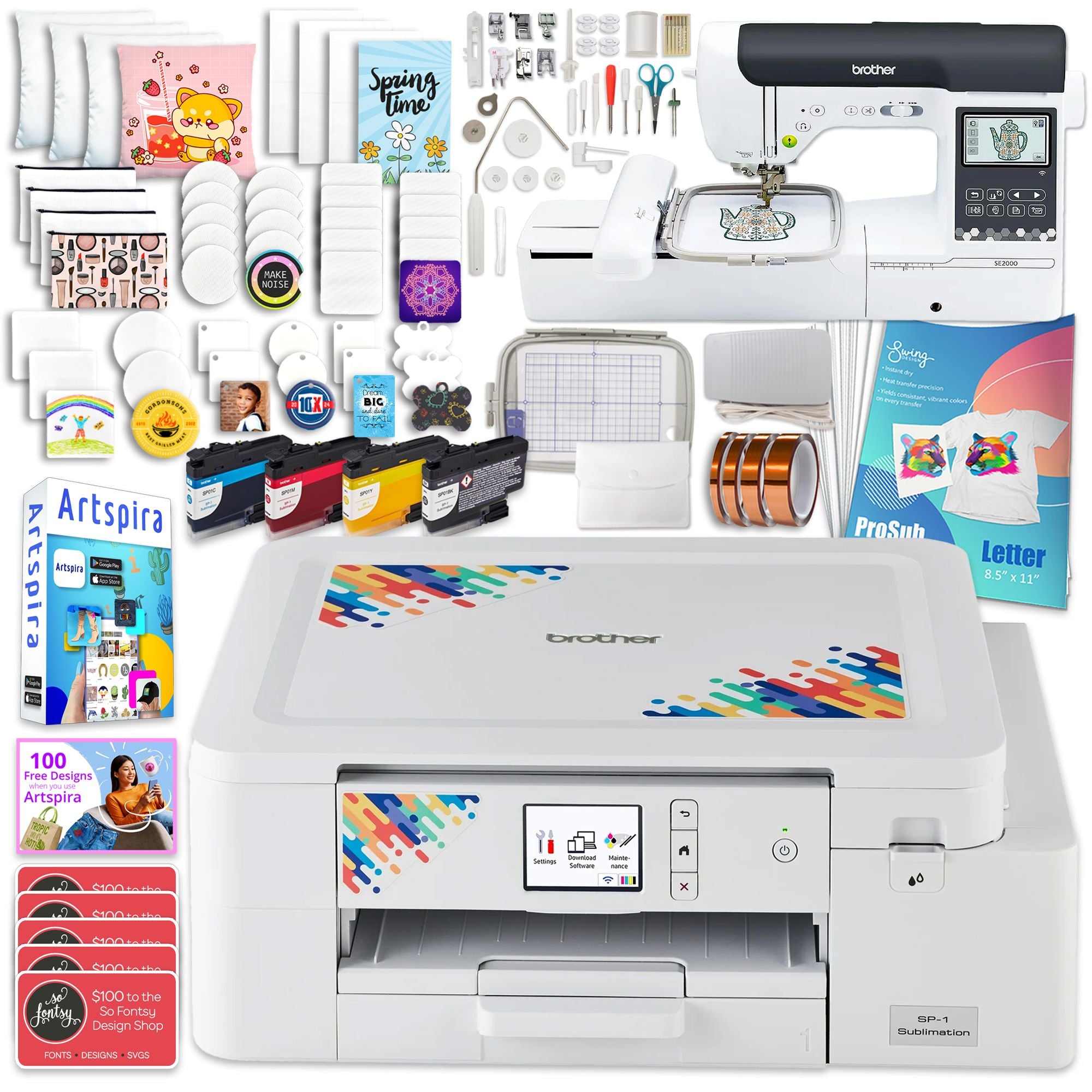 Brother SP-1 Sublimation Printer with SE2000 Combo Embroidery Machine Sublimation Bundle Brother 