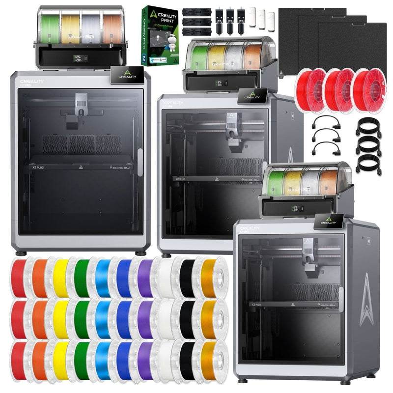 Creality K2 PLUS 3D Printer Business Bundle - 3 Printers & 30 Filament Rolls - Swing Design1