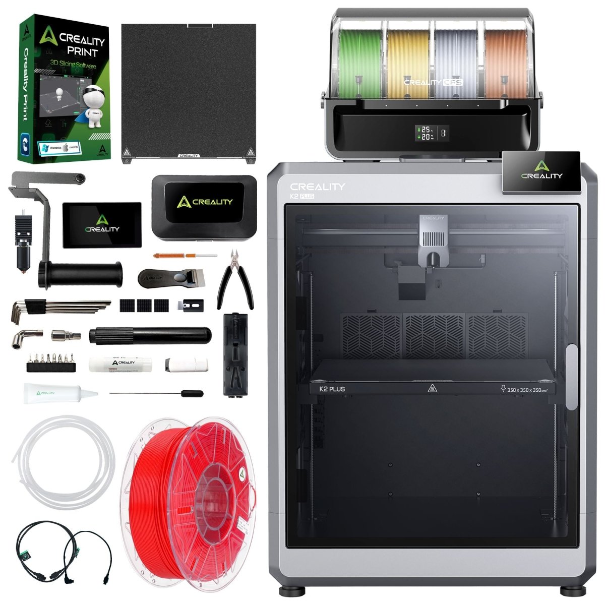 Creality K2 PLUS Combo 3D Printer & 4 Spool CFS System | Swing Design