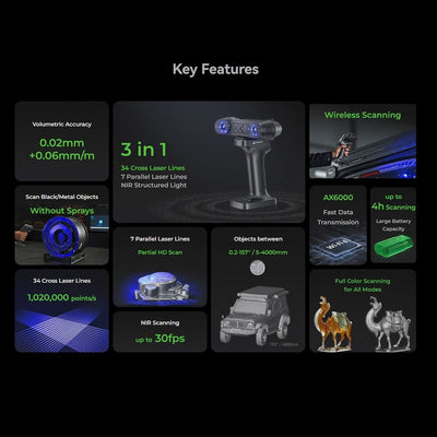 Creality RaptorX Wireless Hybrid Blue Laser & NIR 3D Scanner Swing Design 11