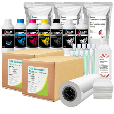 DTF Station Color Prime Chroma DTF Ink &amp; Supplies Quick Glide Bundle - 23.62" Swing Design 1