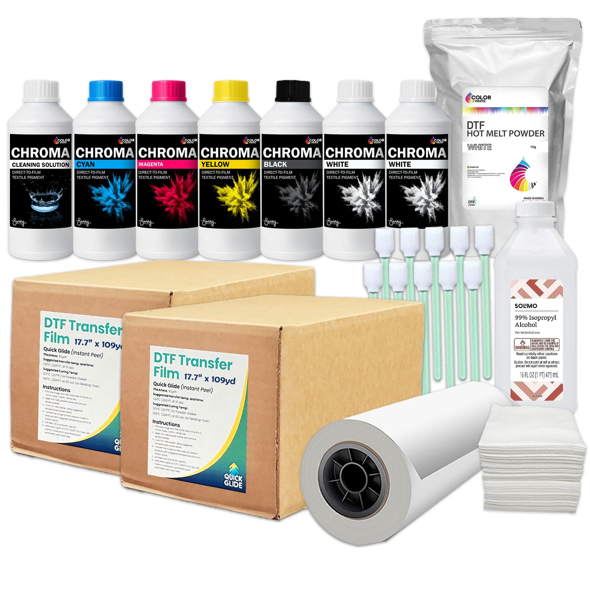 DTF Station Color Prime Chroma Ink & Supplies Bundle - 17.7" Roll DTF Prestige 