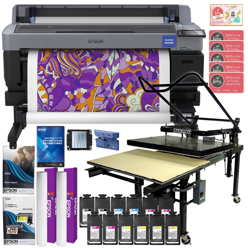 Eposn F6470H 44” Sublimation Printer Bright Ink & Geo Knight Maxi Bundle Sublimation Bundle Epson 