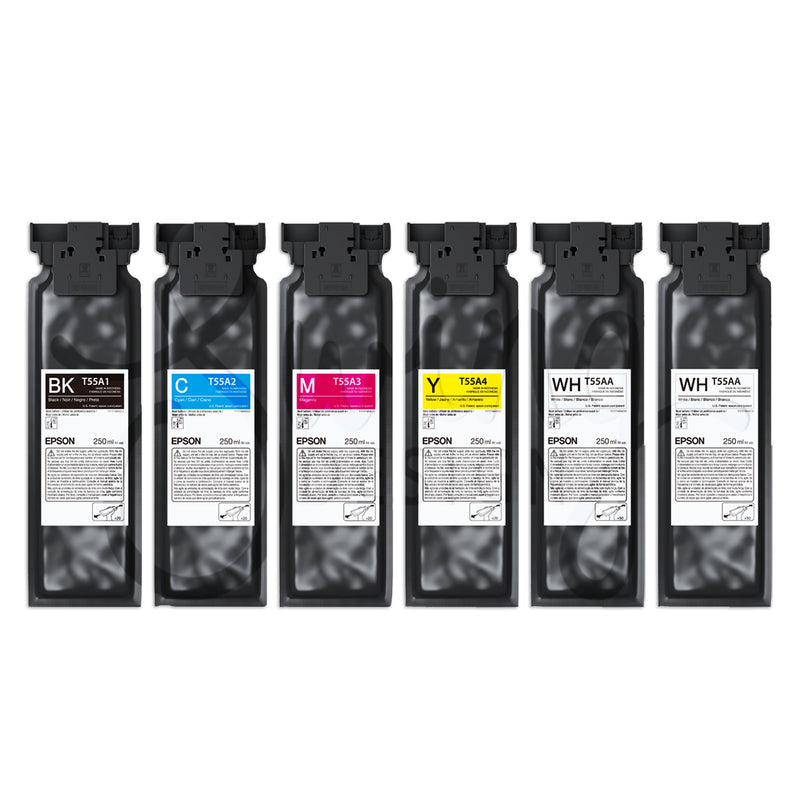 Epson F1070 UltraChrome DG2 Printer Ink 250ml Full Set - CMYK + 2 White DTG Accessories Epson 