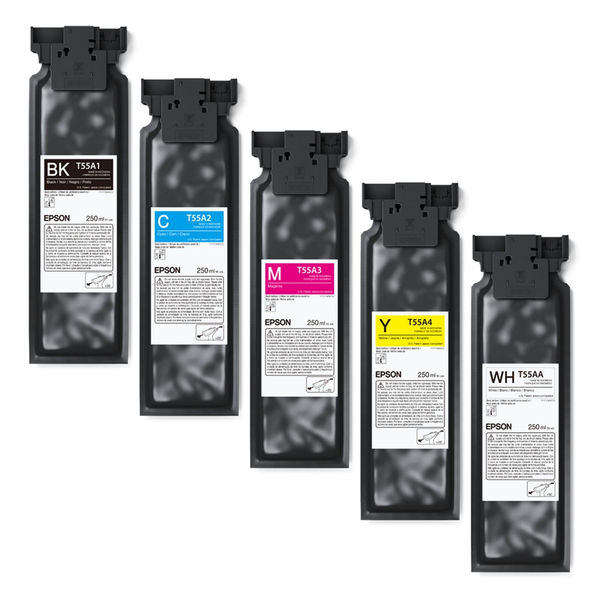 Epson F1070 UltraChrome DG2 Printer Ink 250ml Full Set - CMYK + 2 White DTG Accessories Epson 