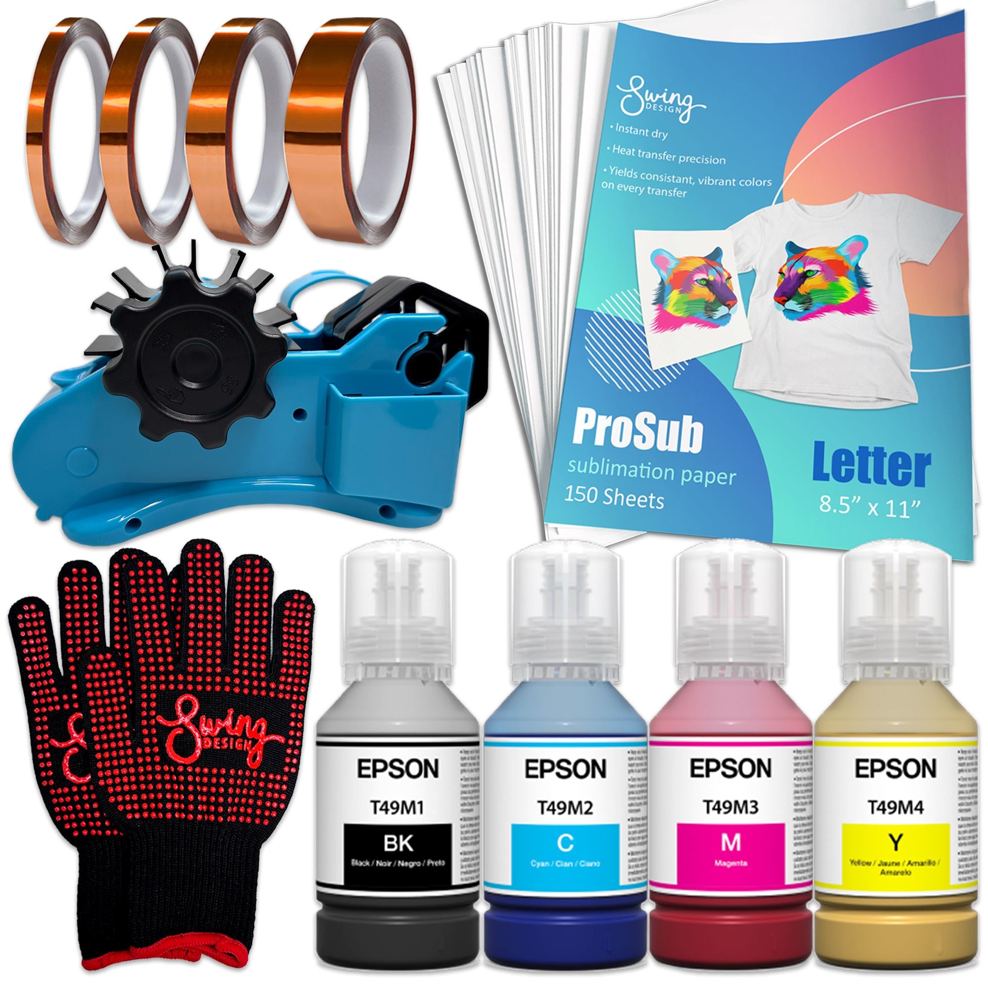 Epson Ink Set for F170 & F570 - 4 Pack with Prosub Accessory Bundle Sublimation Bundle Epson 