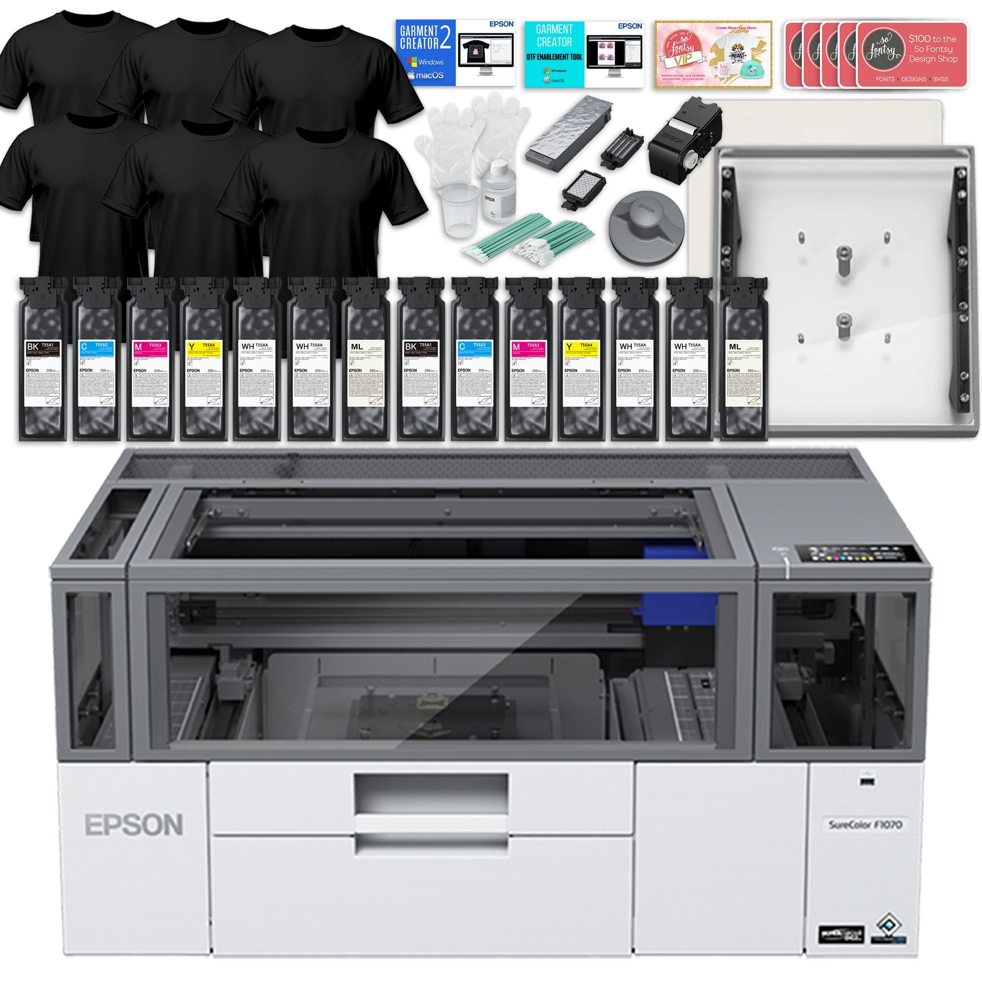 Epson Surecolor F1070 Hybrid DTG & DTF Printer Double Ink Bundle DTG Bundles Epson 