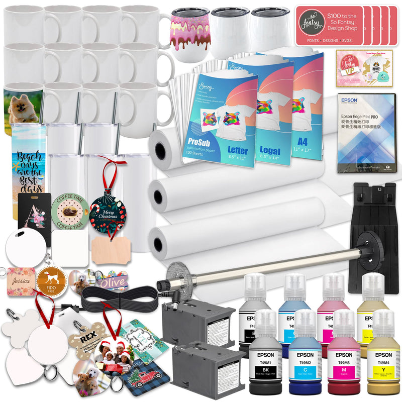 Epson SureColor PRO F570 24" Sublimation Printer w/ 450 Sheets Paper & Blanks Sublimation Bundle Epson 