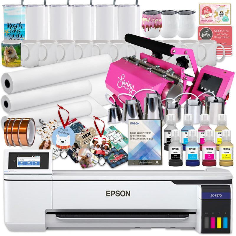 Epson SureColor PRO F570 24" Sublimation Printer w/ 7-in-1 Tumbler Press Sublimation Bundle Epson 