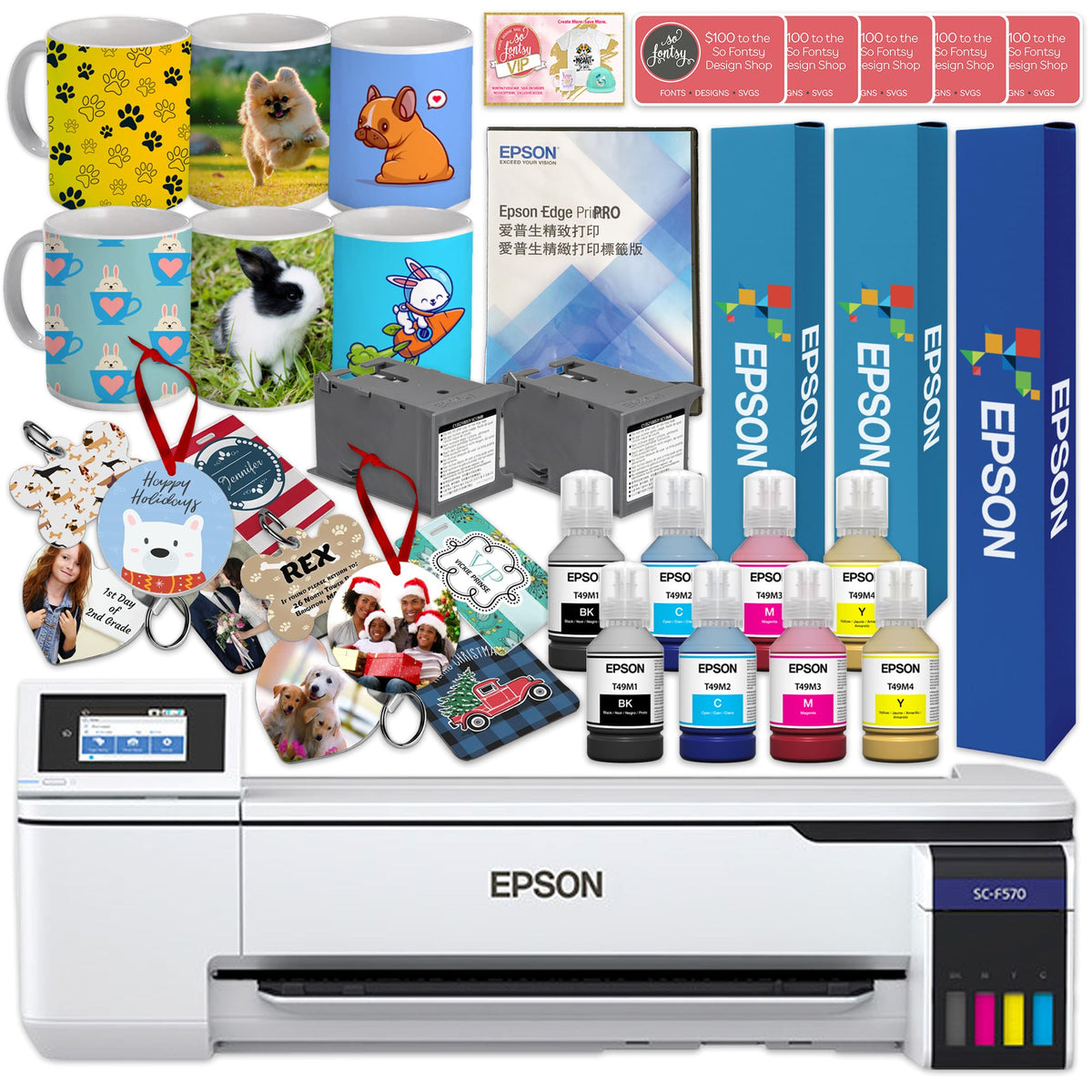 Epson SureColor PRO F570 Desktop 24&quot; Dye Sublimation Printer Bundle Epson F570 Bundle Epson Without Liftgate 