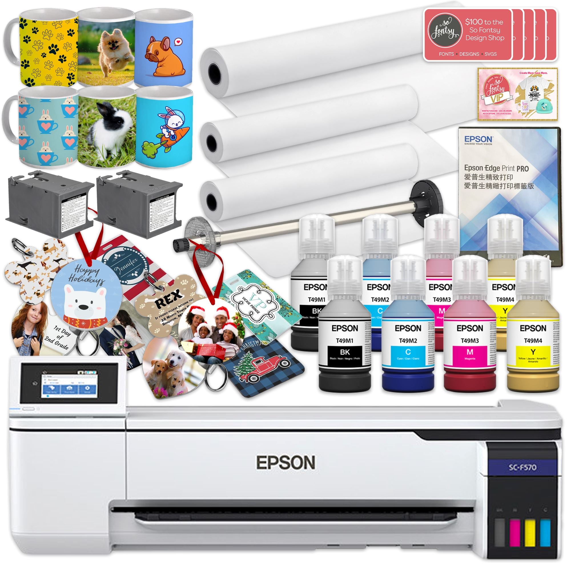 Epson SureColor PRO F570 Desktop 24" Sublimation Printer Bundle with CorelDRAW Sublimation Bundle Epson 