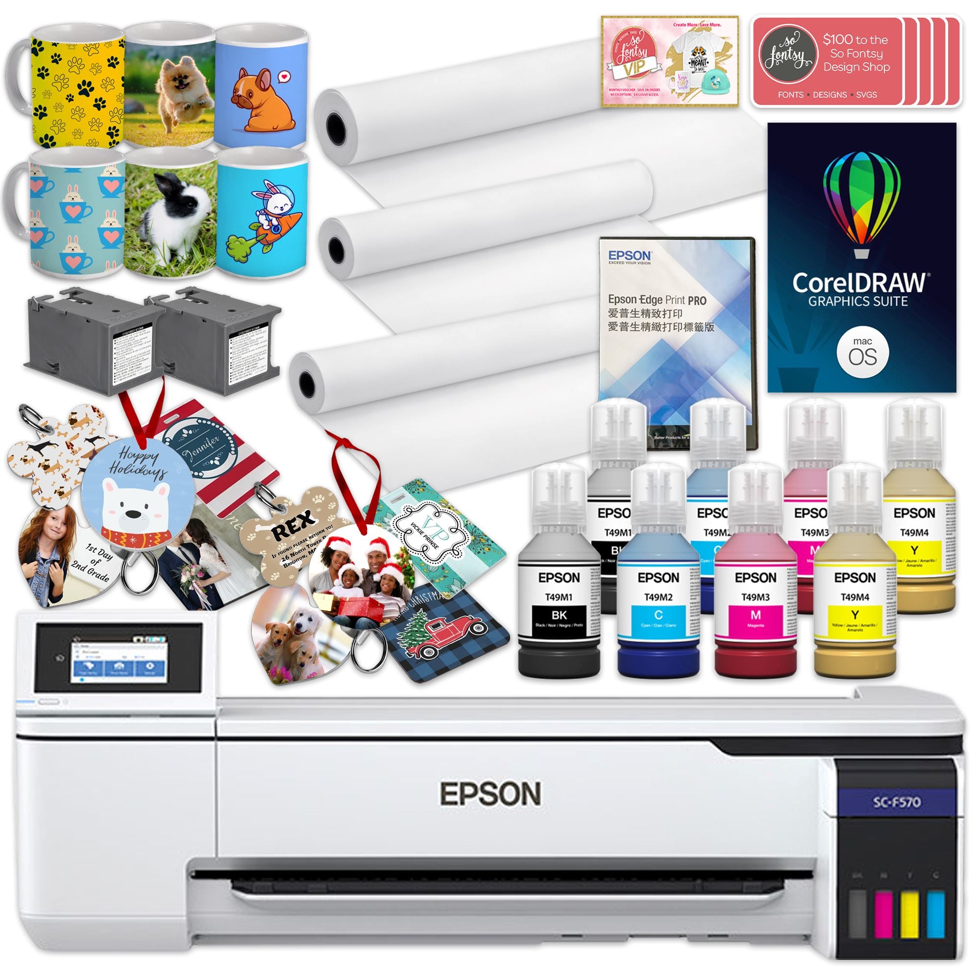Epson SureColor PRO F570 Desktop 24" Sublimation Printer Bundle with CorelDRAW Sublimation Bundle Epson Epson F570 with CorelDRAW MAC 