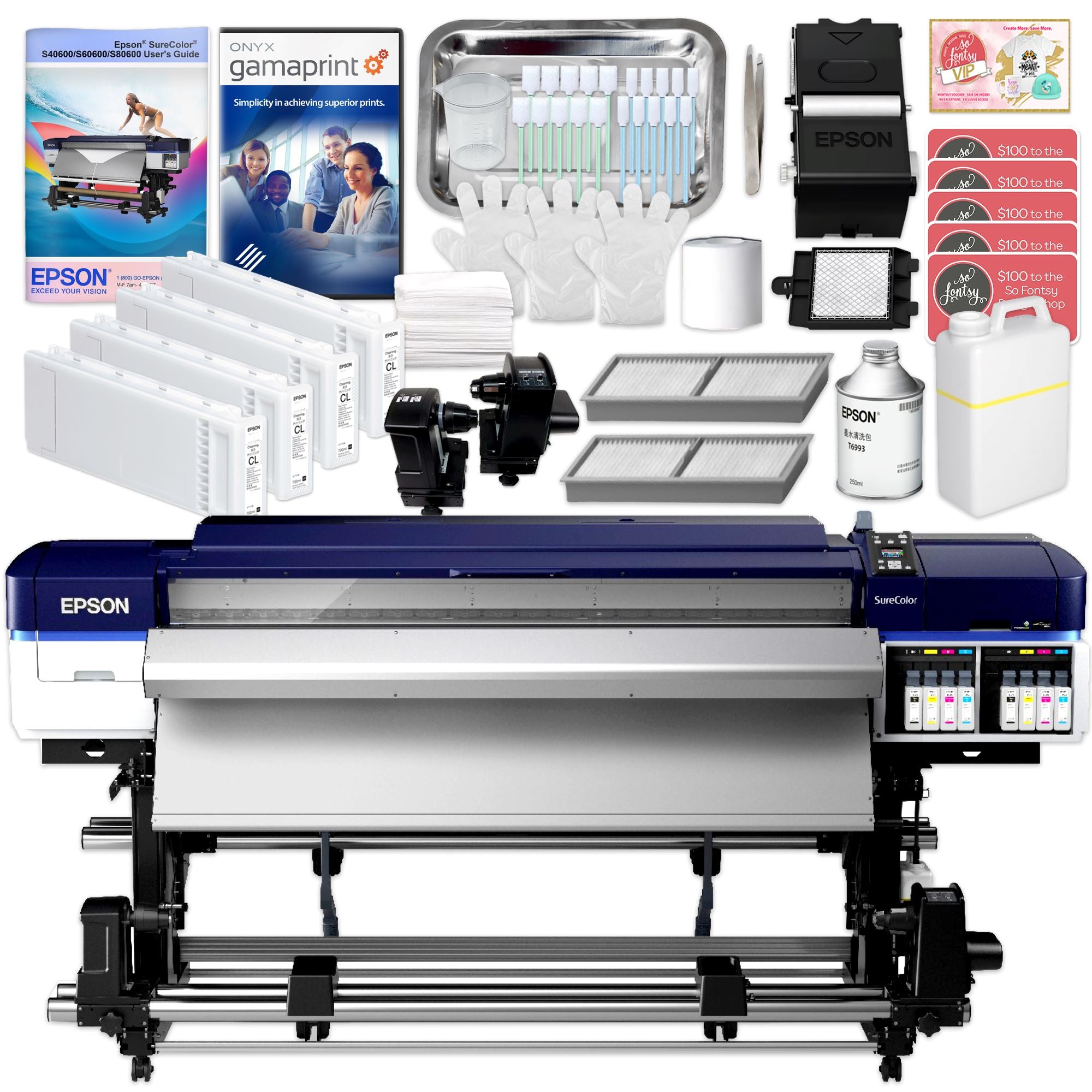 Epson SureColor S60600 Dual CMYK Solvent Printer & Cutter Deluxe Bundle - 64" Eco Printers Epson 